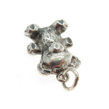 925 Sterling Silver Vintage Teddy Bear Minimalist Charm Oxidized Pendant