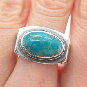 DESERT WIND 925 Sterling Silver Southwestern Turquoise Modernist Ring Size 10