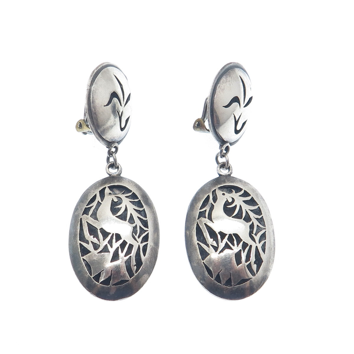 BEZALEL 925 Sterling Silver Vintage Jerusalem Deer Oxidized Clip On Earrings
