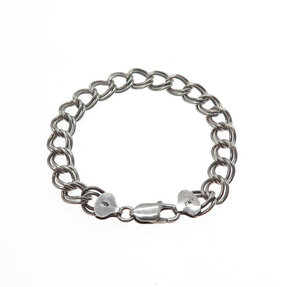 925 Sterling Silver Vintage Italy Double Curb Link Bracelet 6.75"
