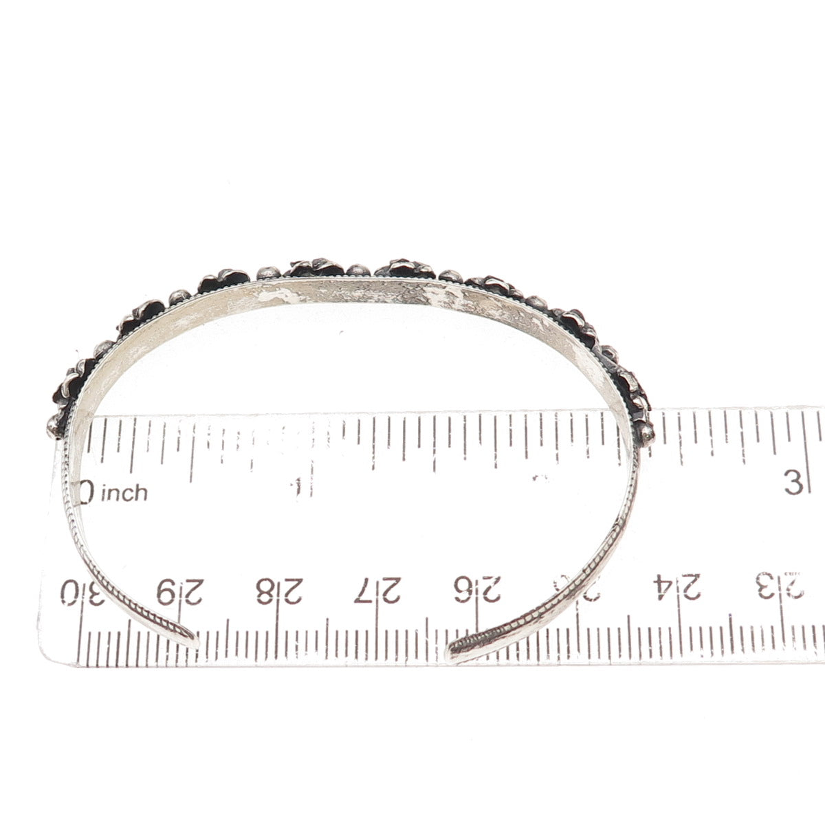 Silver Cloud Old Pawn 925 Sterling Vintage Rose Flower Adjustable Bracelet 5.75"