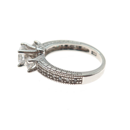 925 Sterling Silver Round-Cut C Z Engagement Ring Size 6.25