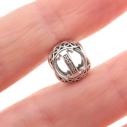 Pandora 925 Sterling Silver C Z Letter I Initial Slide Bead Charm