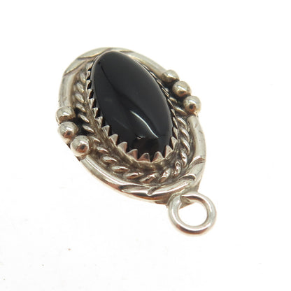 925 Sterling Silver Vintage Southwestern Real Black Onyx Tribal Pendant