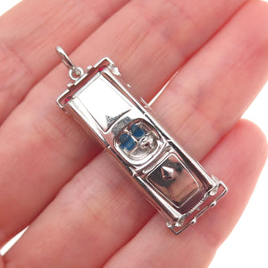 AE Art's Elegance 925 Sterling Vintage Enamel Convertible Car Movable 3D Pendant