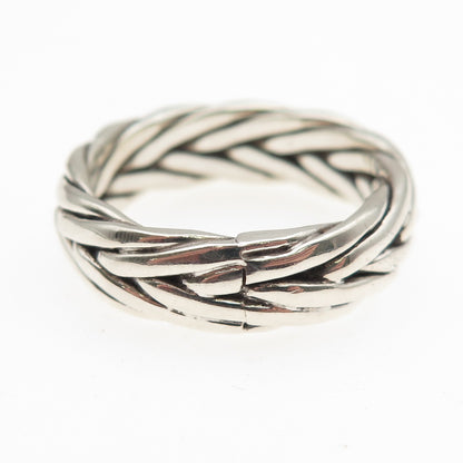 925 Sterling Silver Vintage CII Mexico Wheat Braided Oxidized Band Ring Size 10