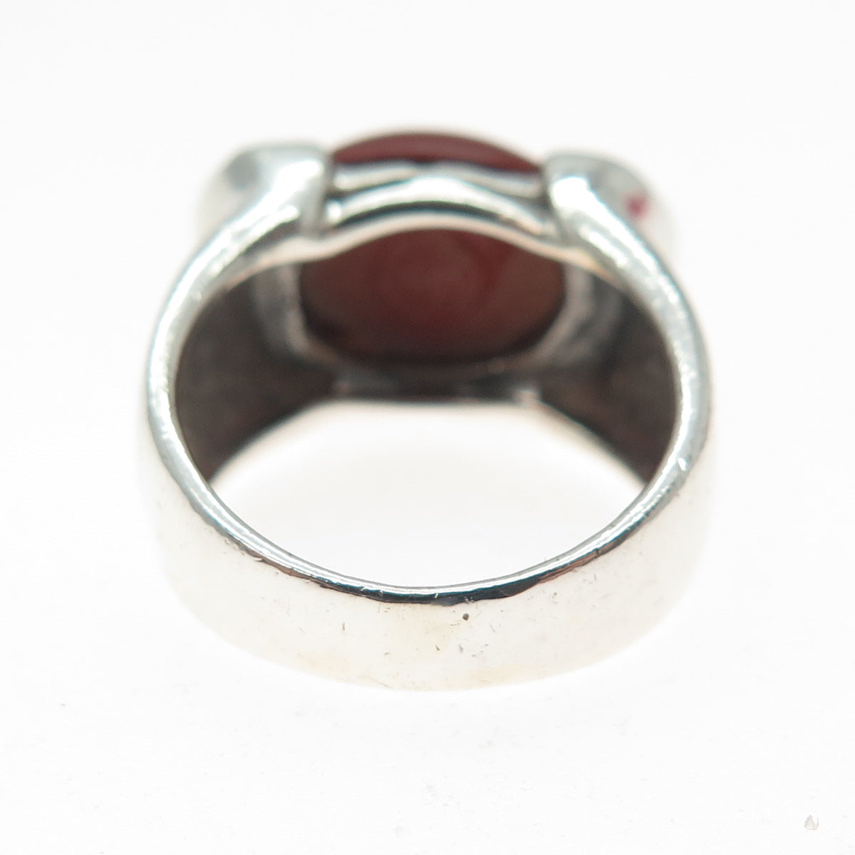 CFJ Collins Fine Sterling Silver Vintage Real Red Jasper Modernist Ring Size 6