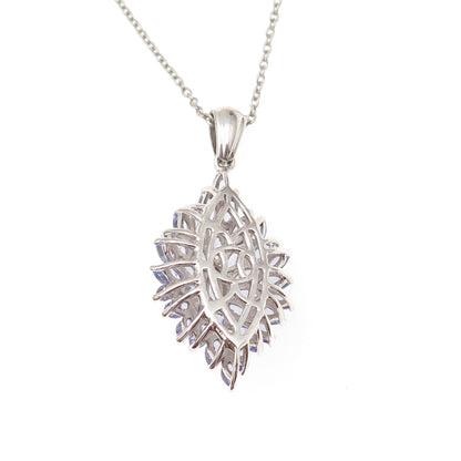 D'Joy 925 Sterling Silver Real Marquise-Cut Tanzanite Cable Chain Necklace 20"