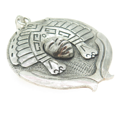 925 Sterling Silver Vintage Mexico Aztec Goddess Tribal Pin Brooch / Pendant