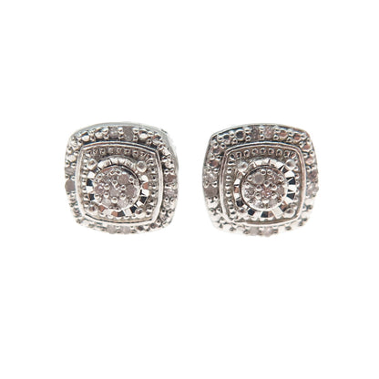 925 Sterling Silver Real Round-Cut Diamond Stud Earrings