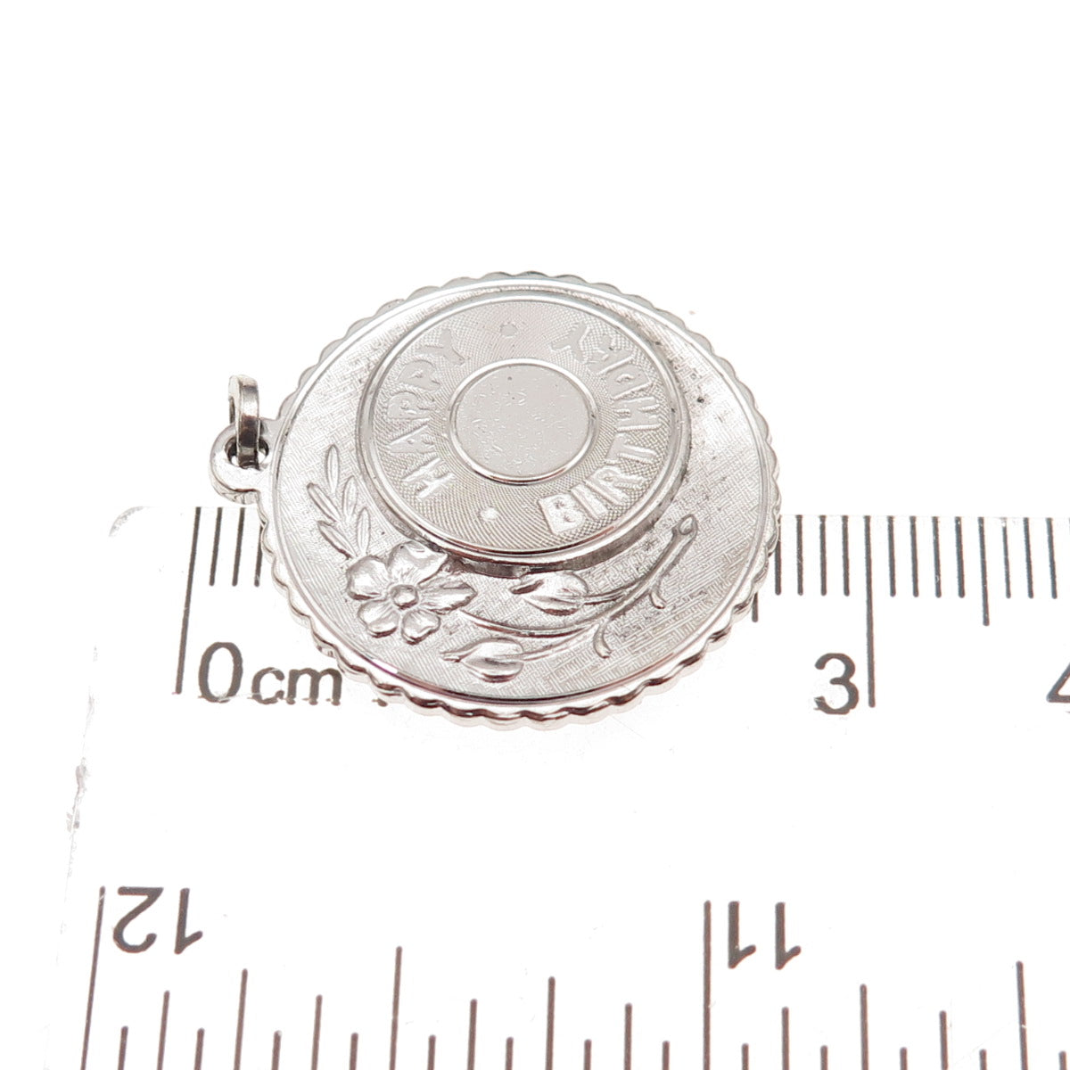 925 Sterling Silver Vintage Happy Birthday Flower Charm Pendant