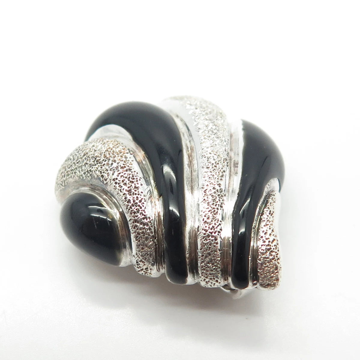 925 Sterling Silver Vintage Milor Italy Real Black Onyx Twisted Teardrop Pendant