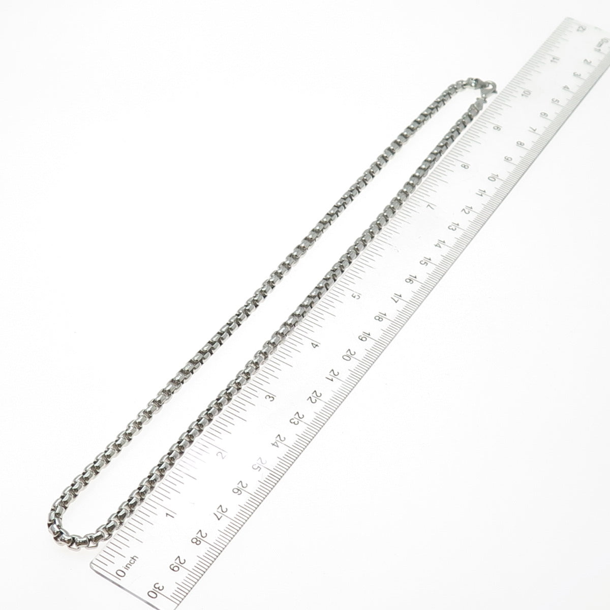 925 Sterling Silver Vintage Italy Round Box Chain Necklace 20"