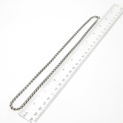 925 Sterling Silver Vintage Italy Round Box Chain Necklace 20"