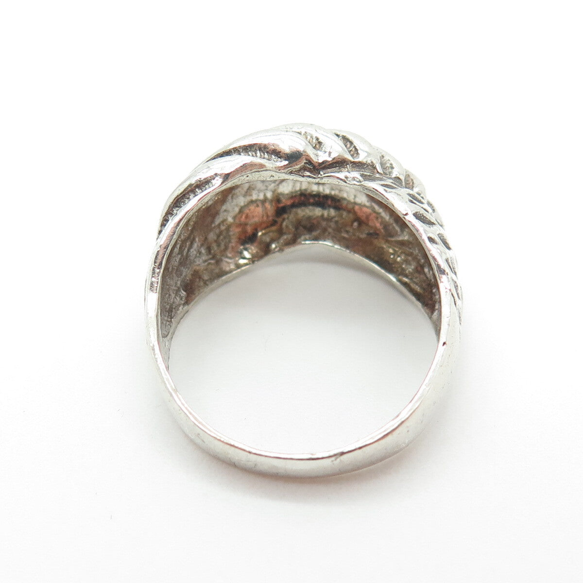 925 Sterling Silver Vintage Twisted Ribbed Pattern Dome Ring Size 7