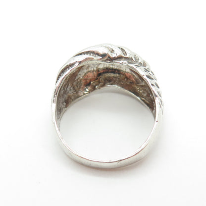 925 Sterling Silver Vintage Twisted Ribbed Pattern Dome Ring Size 7