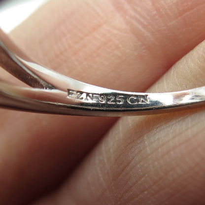 925 Sterling Silver Cushion & Round-Cut White C Z Engagement Ring Size 8