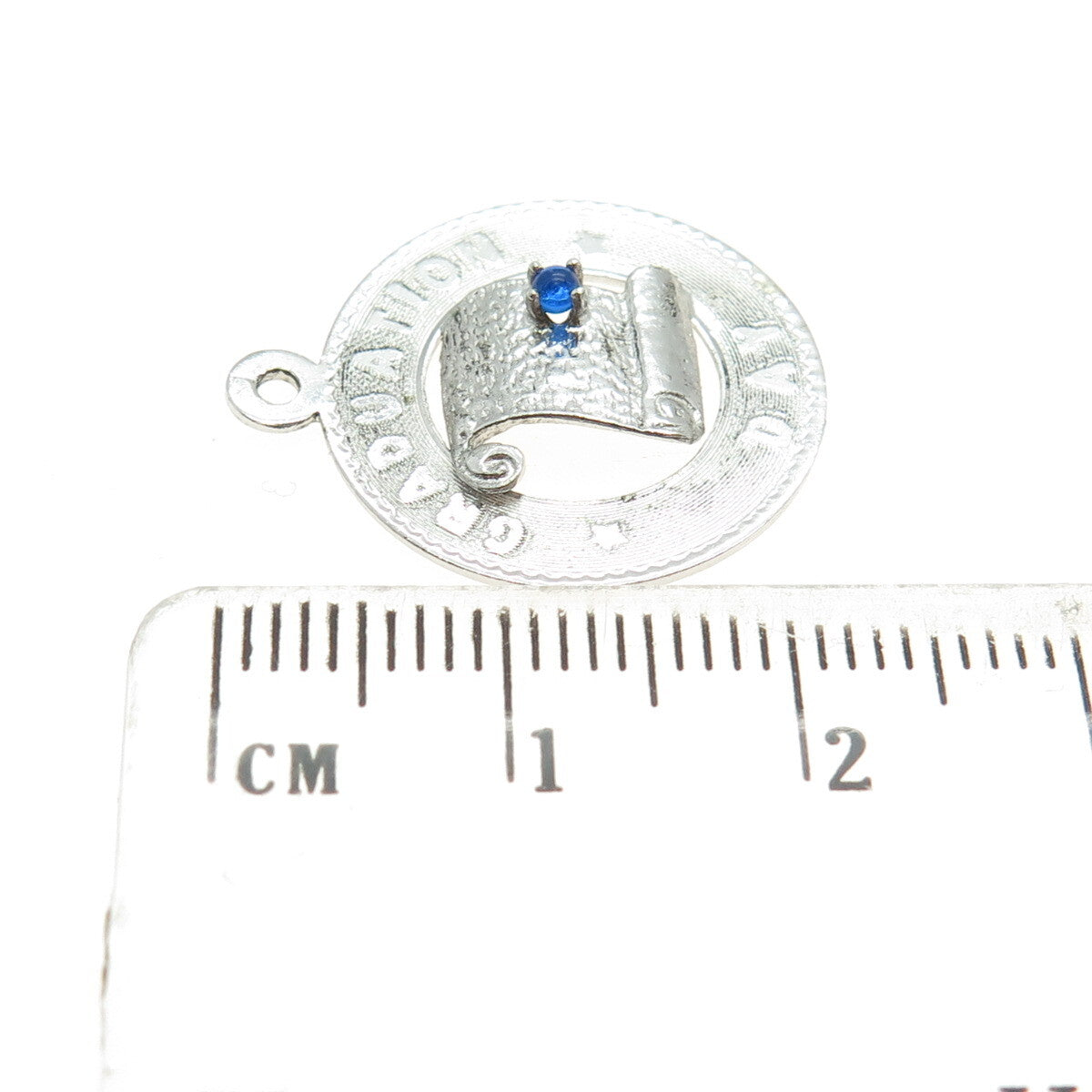 MARC MERCY 925 Sterling Silver Vintage Glass "Graduation Day" Diploma Pendant