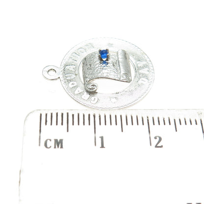 MARC MERCY 925 Sterling Silver Vintage Glass "Graduation Day" Diploma Pendant