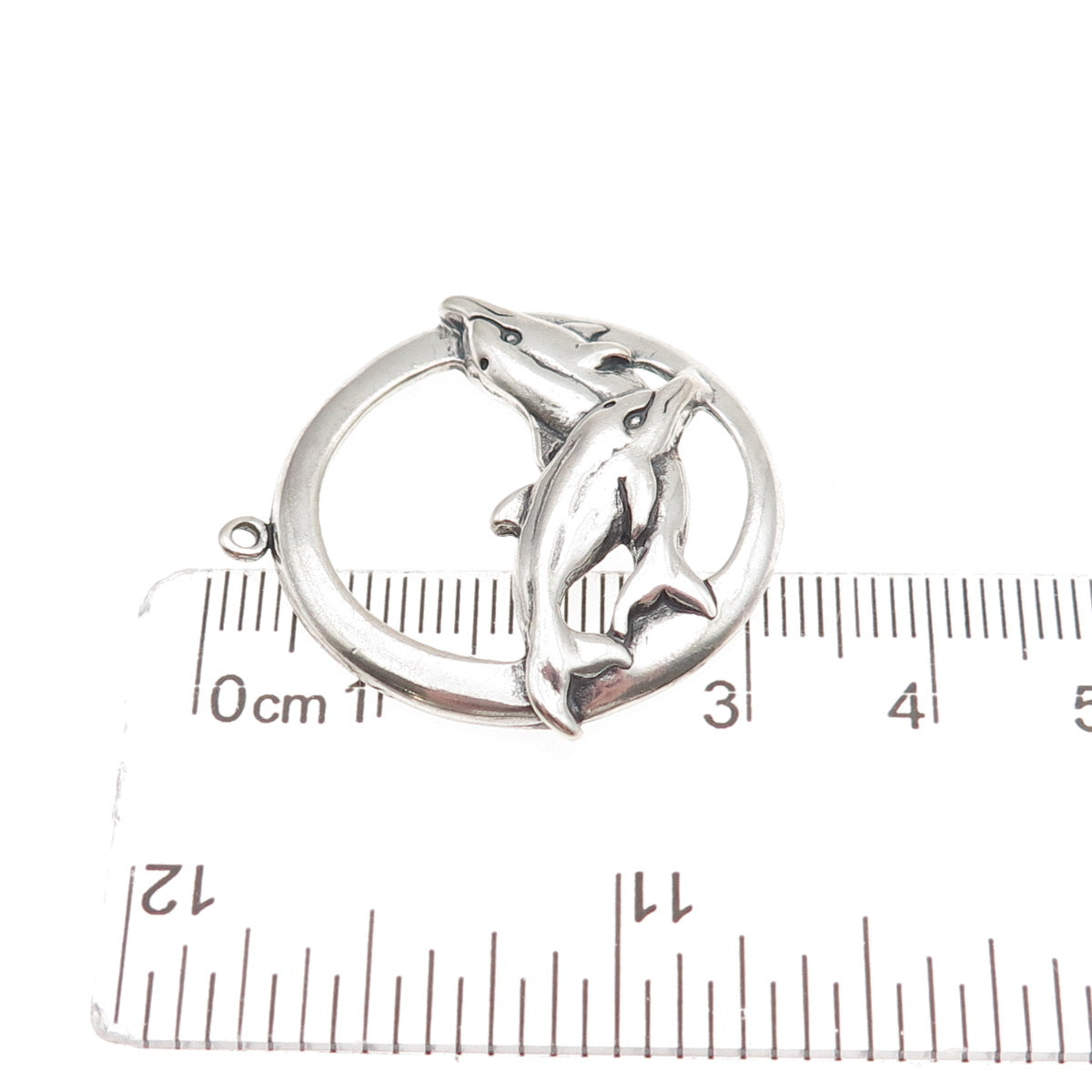 Shube 925 Sterling Silver Vintage Dolphin Couple Oxidized Charm Pendant