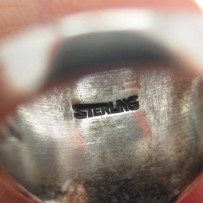 925 Sterling Silver Vintage 1953 Enamel St. Louis School Oxidized Ring Size 6.5