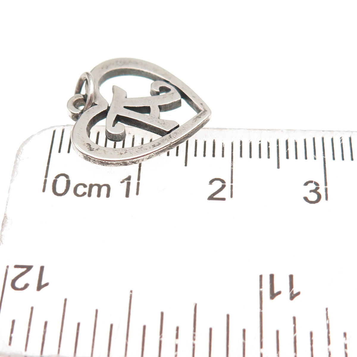 James Avery Sterling Silver Vintage Letter A Initial Heart Script Charm Pendant
