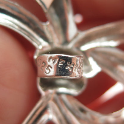925 Sterling Silver Vintage Mexico Modernist Ribbon Bow Slide Pendant