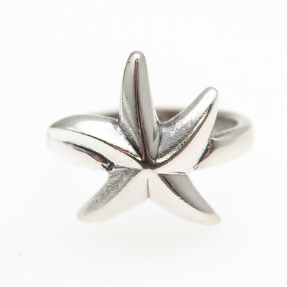 925 Sterling Silver Vintage Modernist Starfish Oxidized Ring Size 6.75