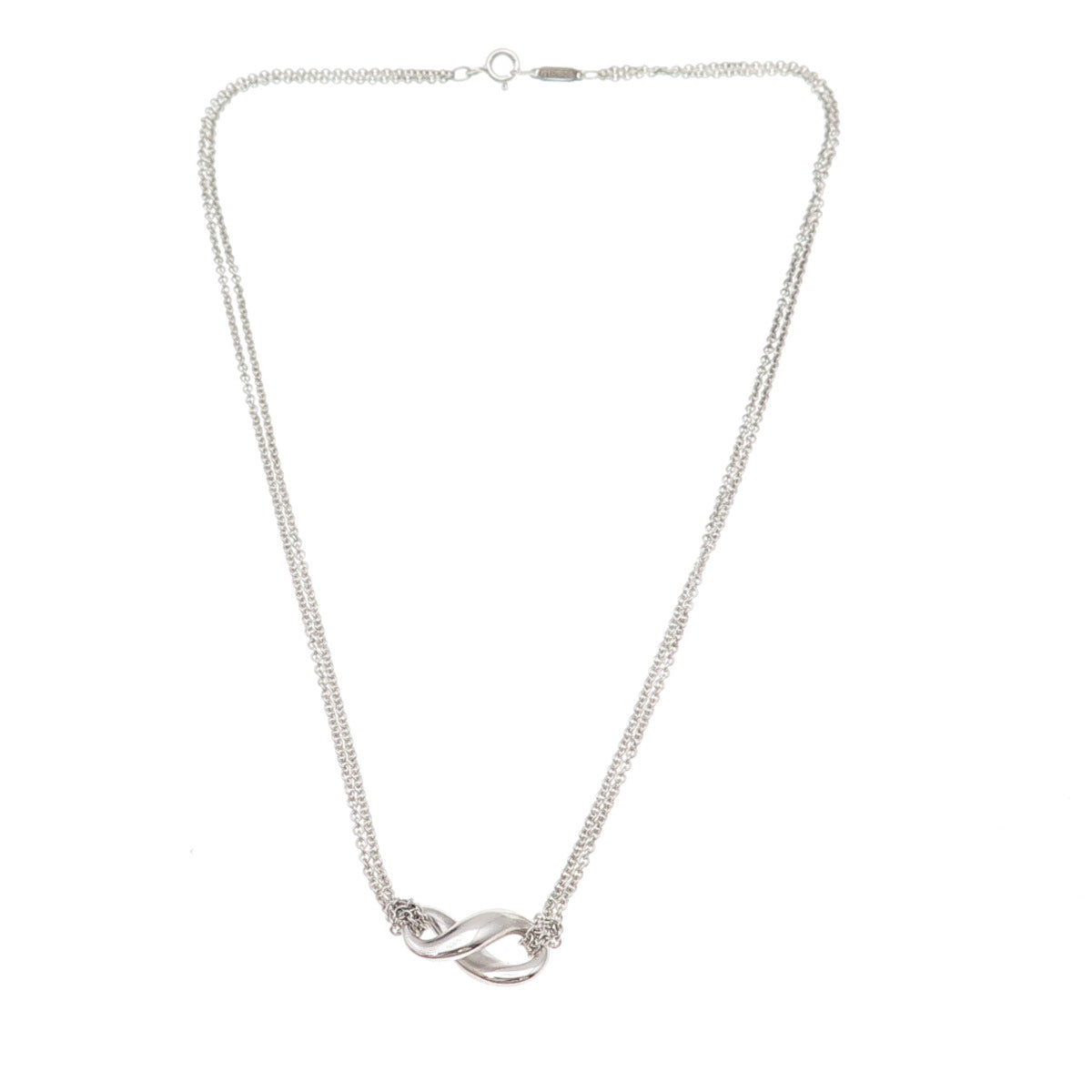 Tiffany & Co. 925 Sterling Silver Vintage Infinity Double Chain Necklace 16"