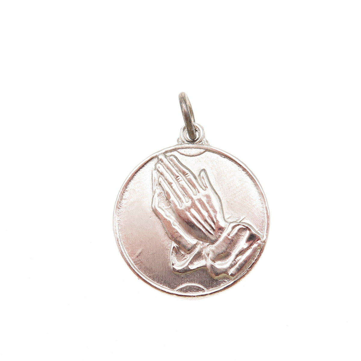925 Sterling Silver Vintage Praying Hands Religious Mini Charm Pendant