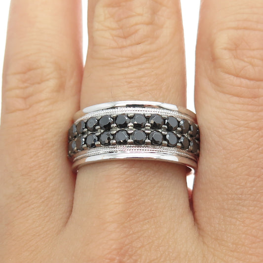 P. NINA 925 Sterling Silver 2-Tone Black C Z Ring Size 10.25