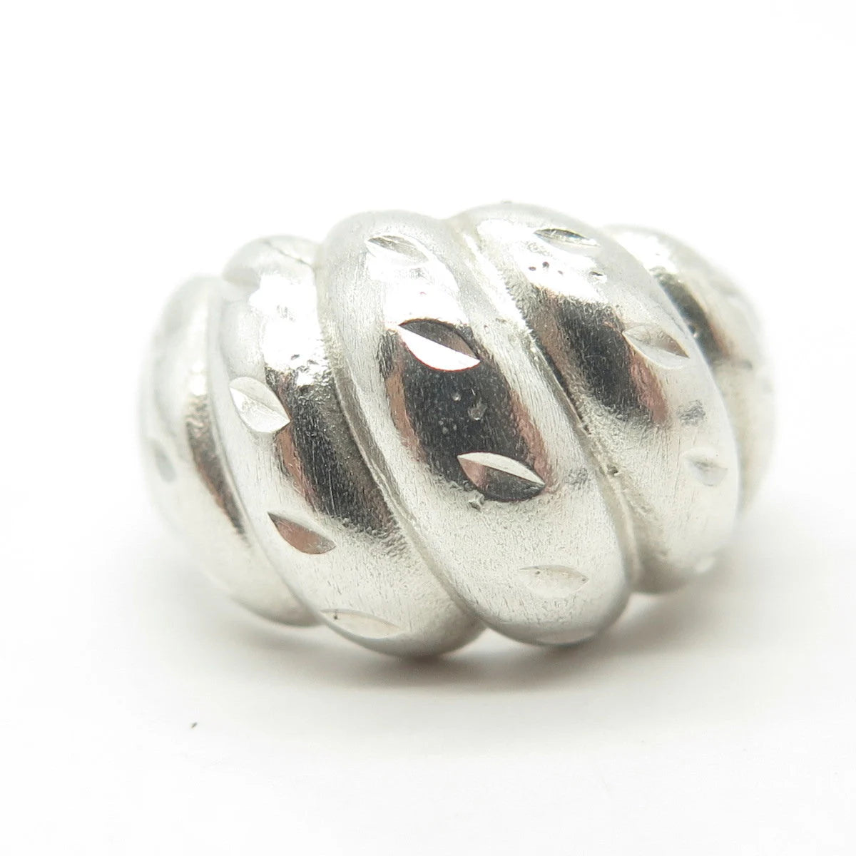 925 Sterling Silver Vintage Ribbed Cocktail Ring Size 6.25