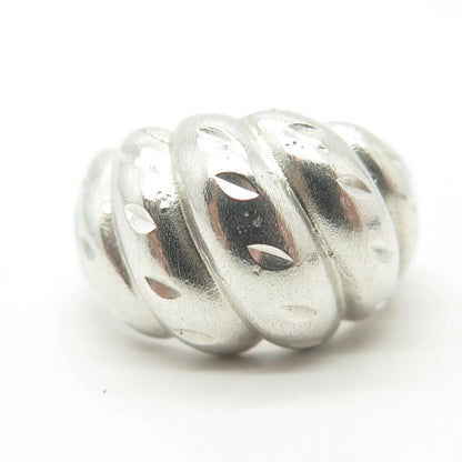 925 Sterling Silver Vintage Ribbed Cocktail Ring Size 6.25