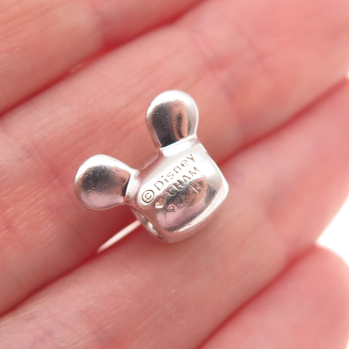 DISNEY & CHAMILIA 925 Sterling Silver Mickey Mouse Slide Bead Charm