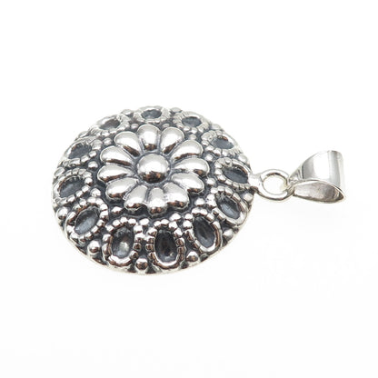 MWS Mark Washerman Samara 925 Sterling Vintage Mexico Flower Oxidized Pendant