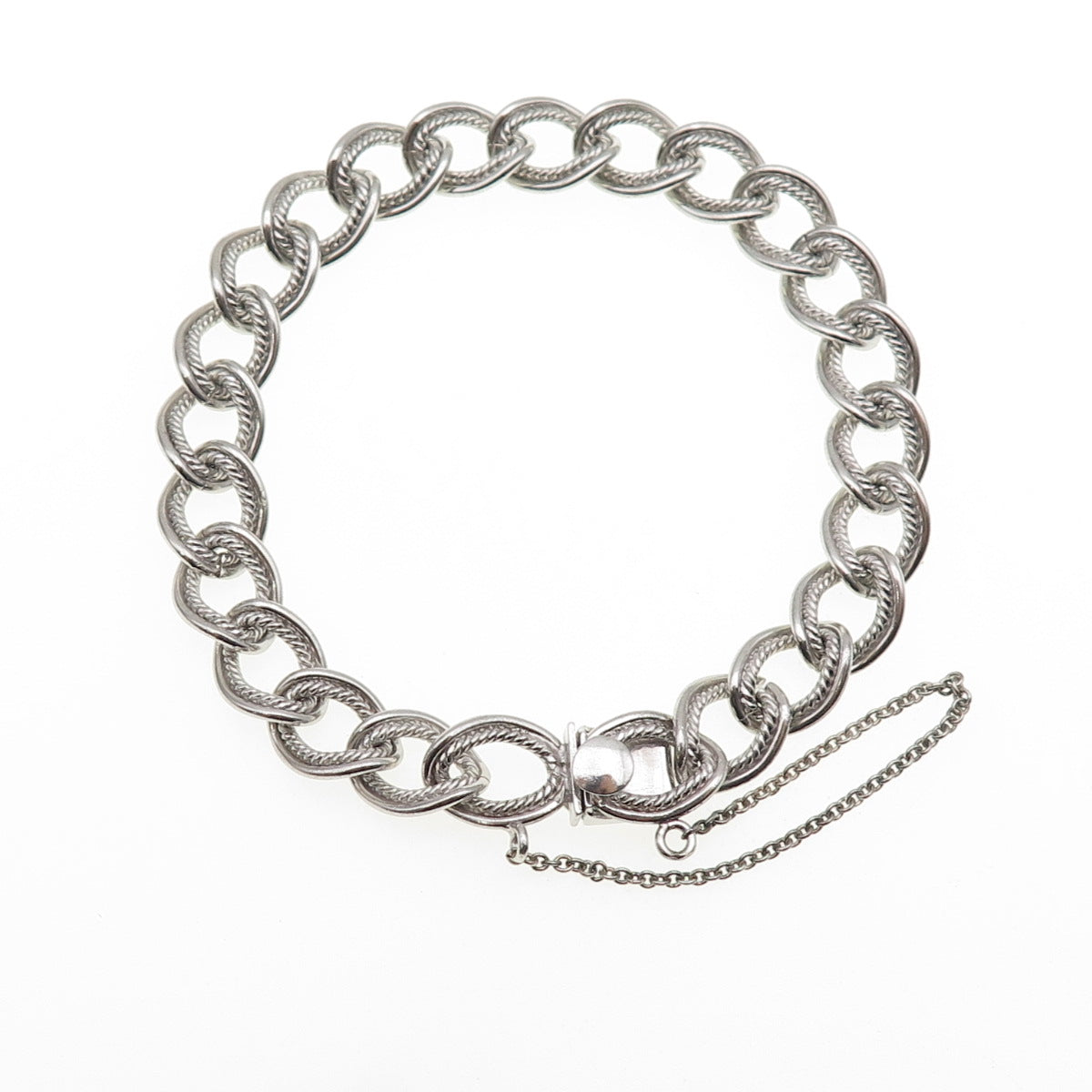 FORSTNER 925 Sterling Silver Vintage Double Curb Link Bracelet 6.75"