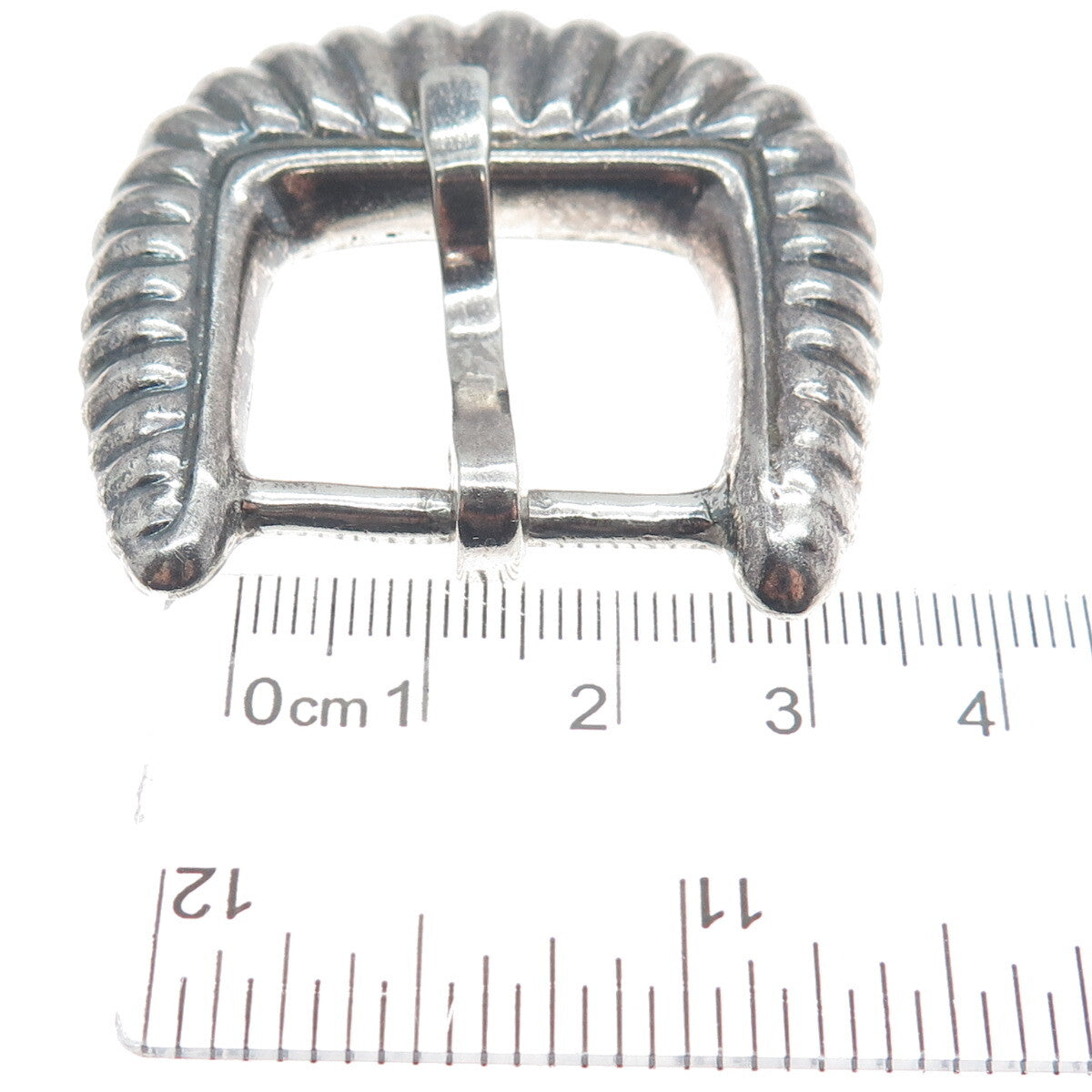 925 Sterling Silver Vintage Mexico Ribbed Oxidized Belt Buckle