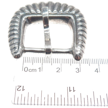 925 Sterling Silver Vintage Mexico Ribbed Oxidized Belt Buckle