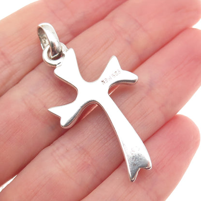 925 Sterling Silver Vintage Mexico Modernist Cross Charm Pendant