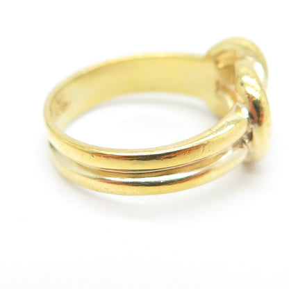925 Sterling Silver Gold Plated Knot Loop Ring Size 8.25