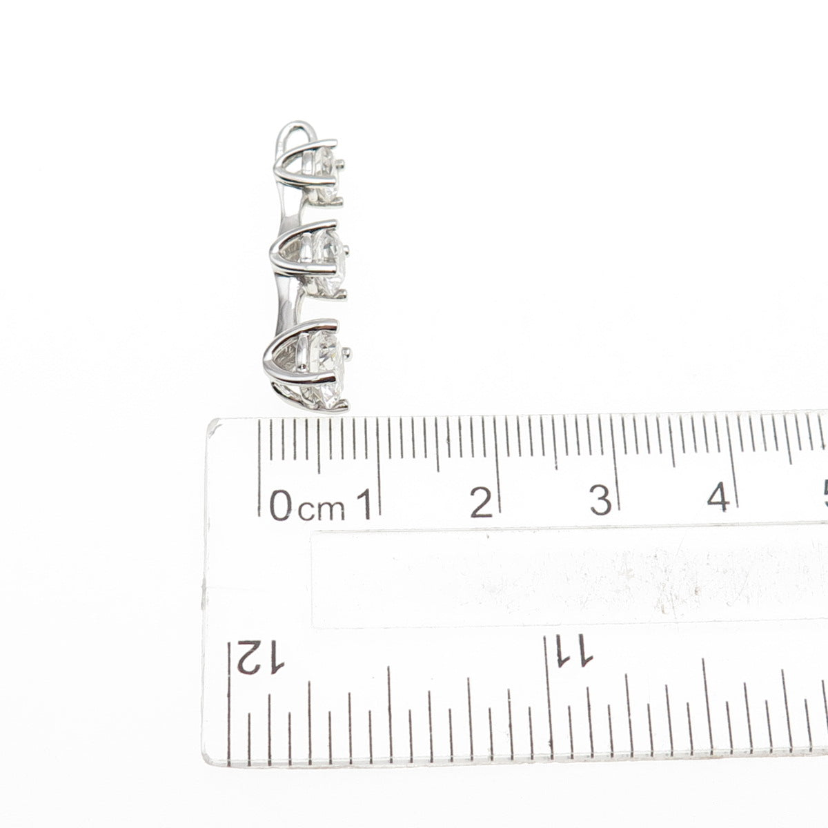 925 Sterling Silver Round-Cut Graduated C Z Charm Pendant