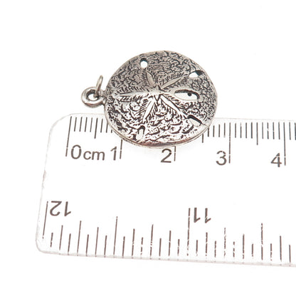 925 Sterling Silver Vintage Sand Dollar Oxidized Charm Pendant