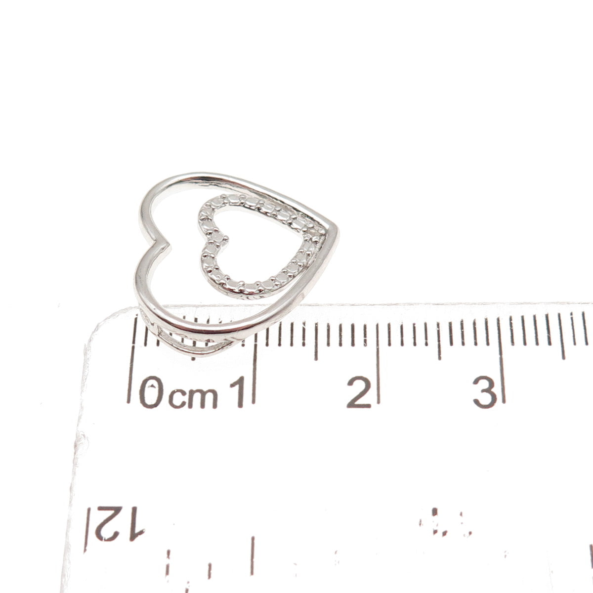 Charles Winston 925 Sterling Silver Real Diamond Heart Mini Slide Charm Pendant