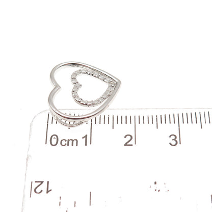 Charles Winston 925 Sterling Silver Real Diamond Heart Mini Slide Charm Pendant