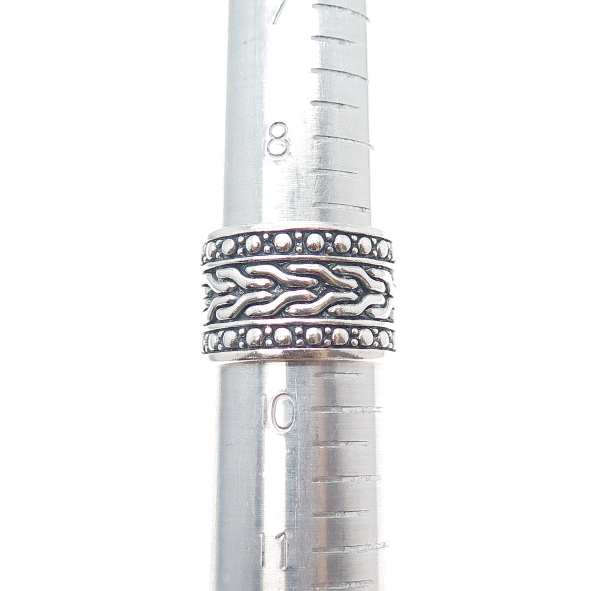 925 Sterling Silver Vintage Modernist Oxidized Wide Band Ring Size 9.75