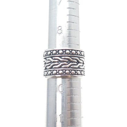 925 Sterling Silver Vintage Modernist Oxidized Wide Band Ring Size 9.75