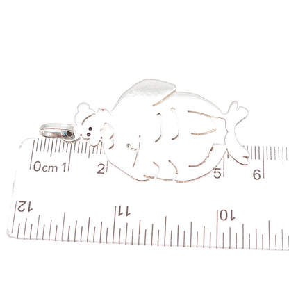 925 Sterling Silver Vintage Italy Santa Claus Cartoon Character Charm Pendant
