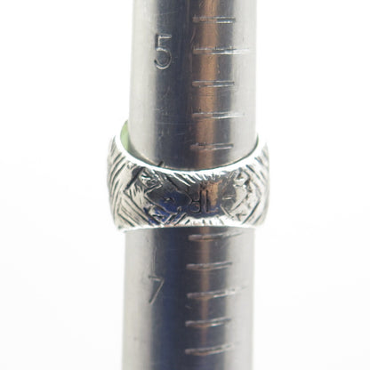 Old Pawn 925 Sterling Silver Vintage Cabochon Chalcedony Oxidized Ring Size 6.5