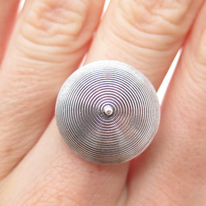 925 Sterling Silver Vintage Modernist Dome Oxidized Ring Size 6.75