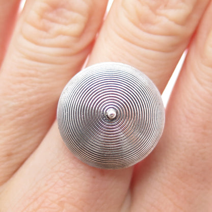 925 Sterling Silver Vintage Modernist Dome Oxidized Ring Size 6.75